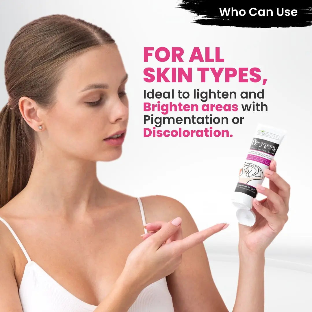 Whitening Cream for Sensitive Areas | Brightening & Hydrating Formula with Collagen, Glycerin & Nano-Titanium Dioxide | Fades Dark Spots, Evens Skin Tone & Nourishes Delicate Skin - 40gm