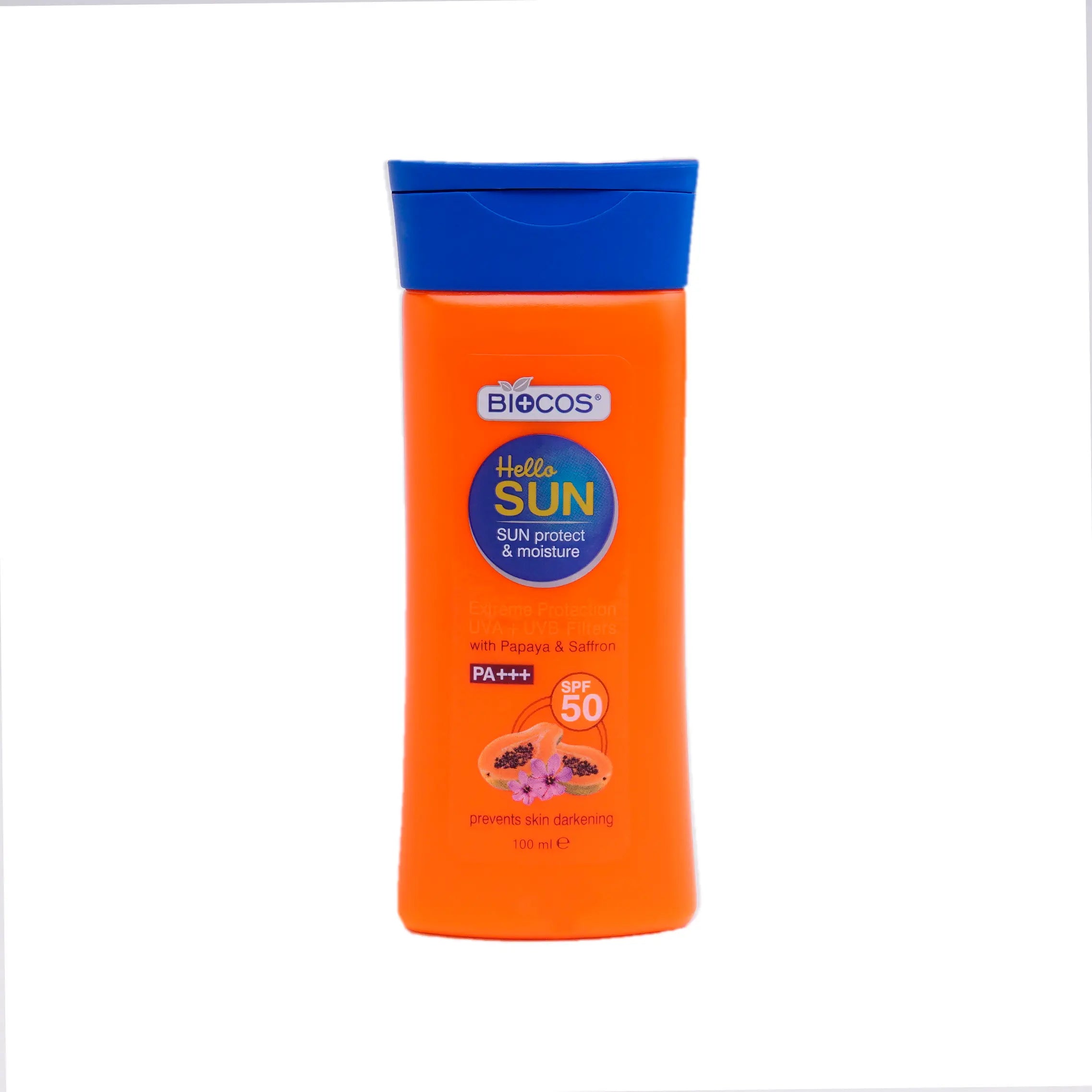 Papaya & Saffron Sunscreen Lotion - SPF 50, Ultra Hydration with Hyaluronic Acid, Natural Radiance with Vitamin E, Broad Spectrum Protection, Water-Resistant - 100ml