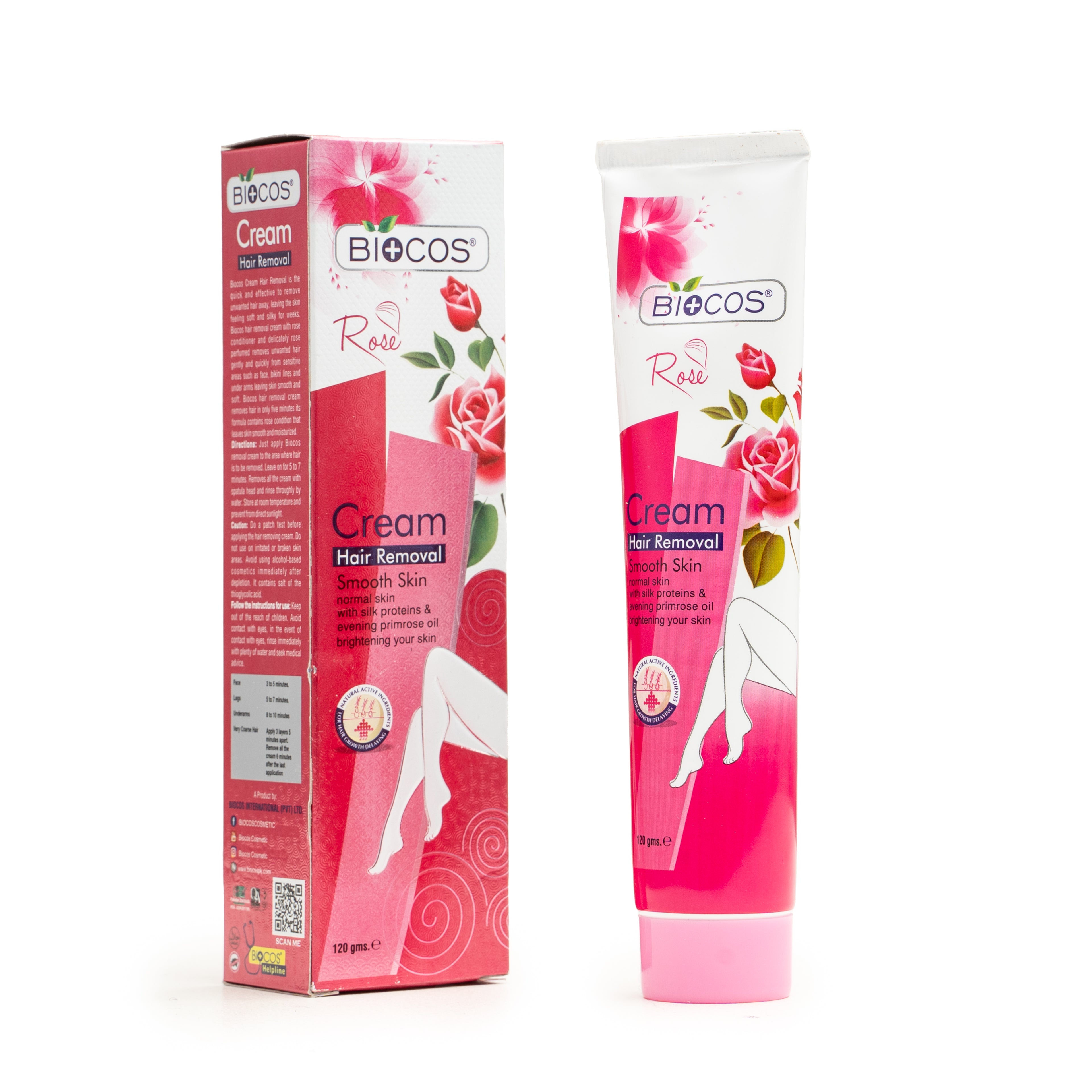 Rose Hair Removal Cream with Vitamin E - Gentle & Soothing, Quick-Acting Formula, Hydrating & Refreshing - 120ml