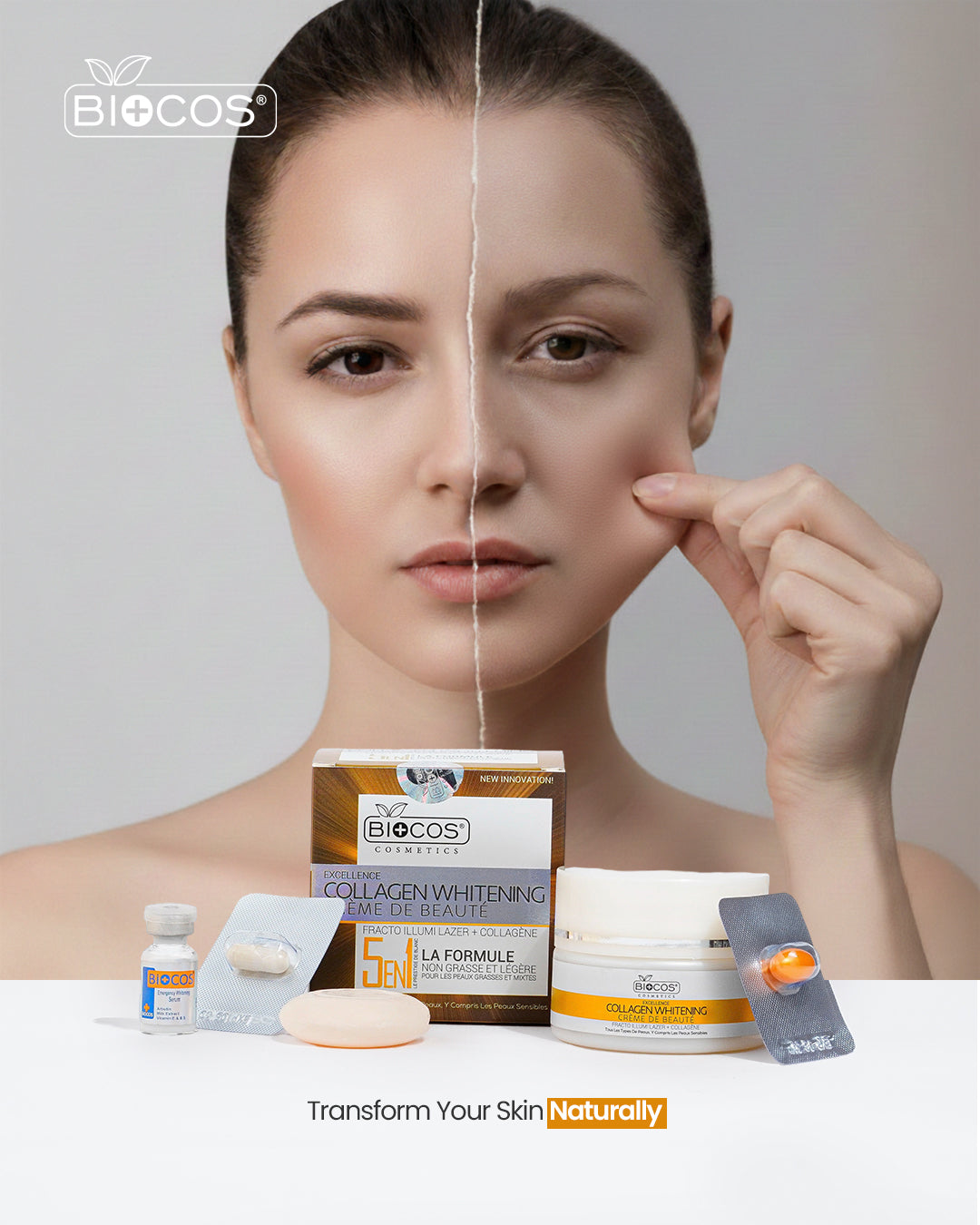 BIOCOS Collagen Whitening Cream 5-in-1 with Ceramides + HA + Niacinamide 107g