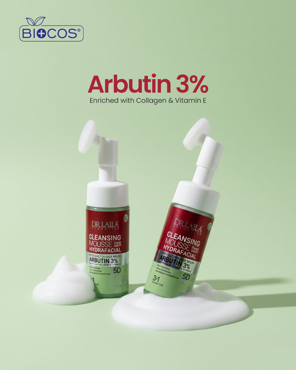 Dr Laila Arbutin Face Mousse Cleanser with Collagen & Vitamin E | Bright Smooth Skin 150ml