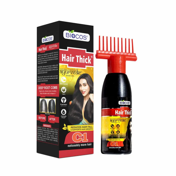BIOCOS Hair Thick Ayurvedic Oil front of pack
