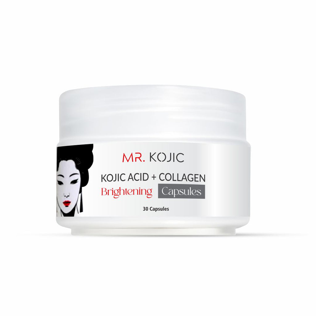 MR. KOJIC Kojic Acid + Collagen Brightening Capsules - 30 Capsules for Skin Whitening, Hydration, and Tone Correction, Non-Edible, Mix with Cream & Serum