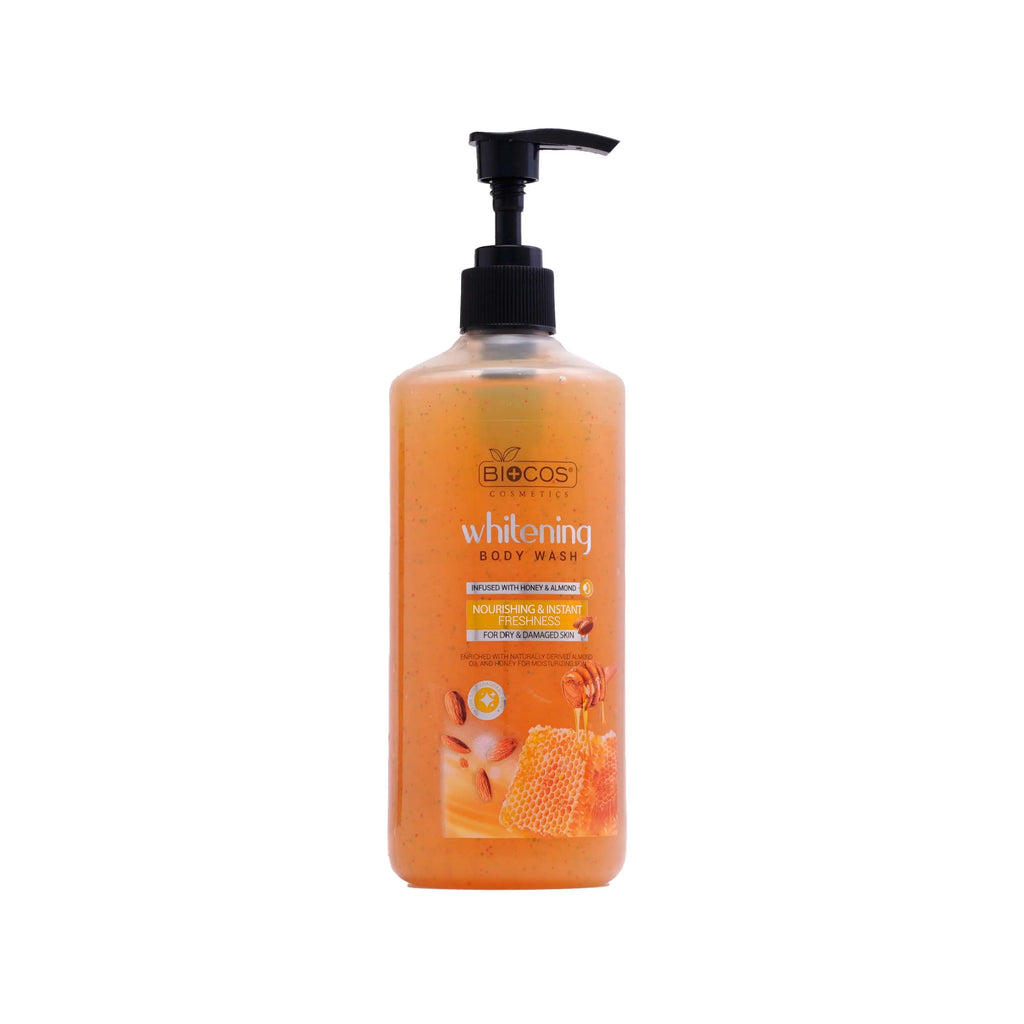 Whitening Body Wash – Softens & Nourishes Skin with Honey, Almond Extracts, & Hyaluronic Acid – Gentle Cleansing for Dry & Damaged Skin – 500ml