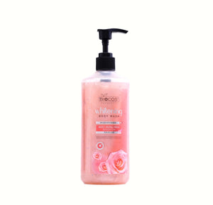 BIOCOS Rose Extracts Whitening Body Wash for Glowing Skin front of pack