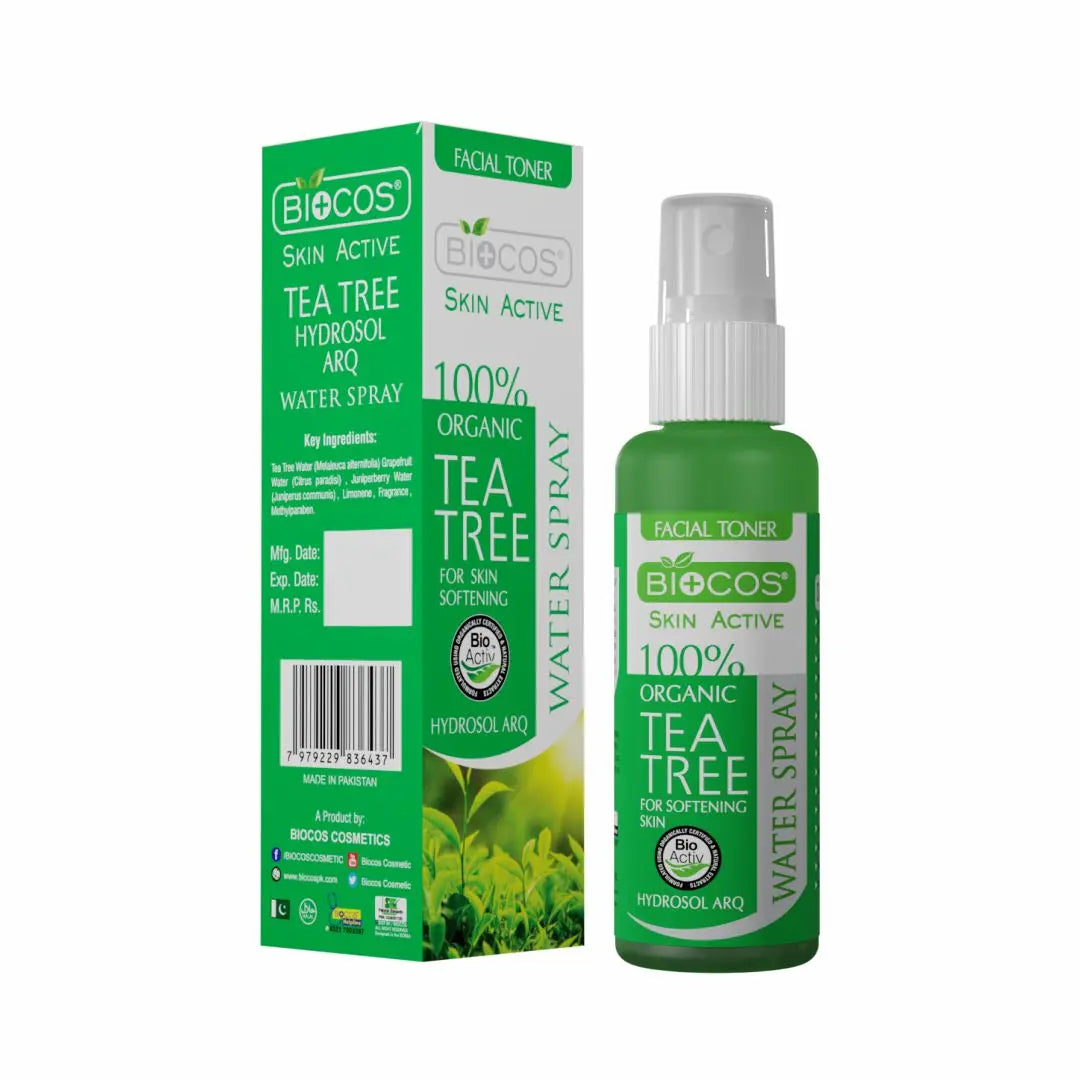 Tea Tree Water Facial Mist - Hydrating & Anti-Inflammatory Spray for Acne & Redness Relief, Blemish Treatment with Grapefruit & Juniperberry  -Pack of 2 ,120ml