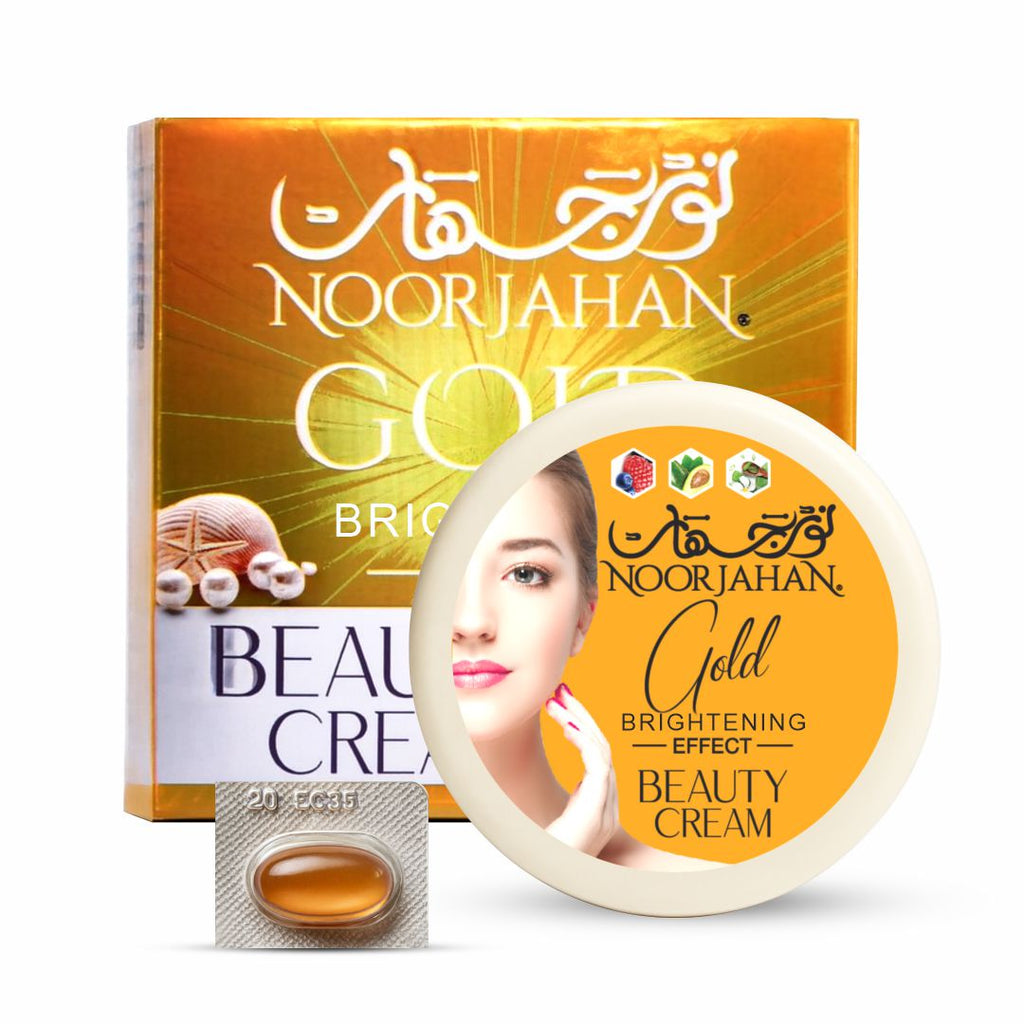 Noor Jahan Gold Cream – Lightens Dark Circles, Reduces Wrinkles & Freckles, Brightens Skin with Kojic Acid, Aloe Vera, Avocado & Vitamin A – Paraben-Free - 16gm