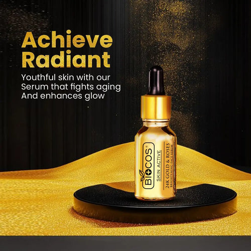 24K Gold Serum – Anti-Aging & Whitening with Rosehip, Pumpkin Seed & Argan Oils – Reduces Wrinkles, Restores Elasticity, and Prevents Premature Aging – 15ml