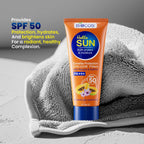 Sun Protection & Moisture Cream SPF 50 | Non-Comedogenic Sunscreen for Sensitive Skin | Aloe Vera, Papaya, Vitamin E, & Saffron for Hydration & UVA/UVB Protection - 50gm