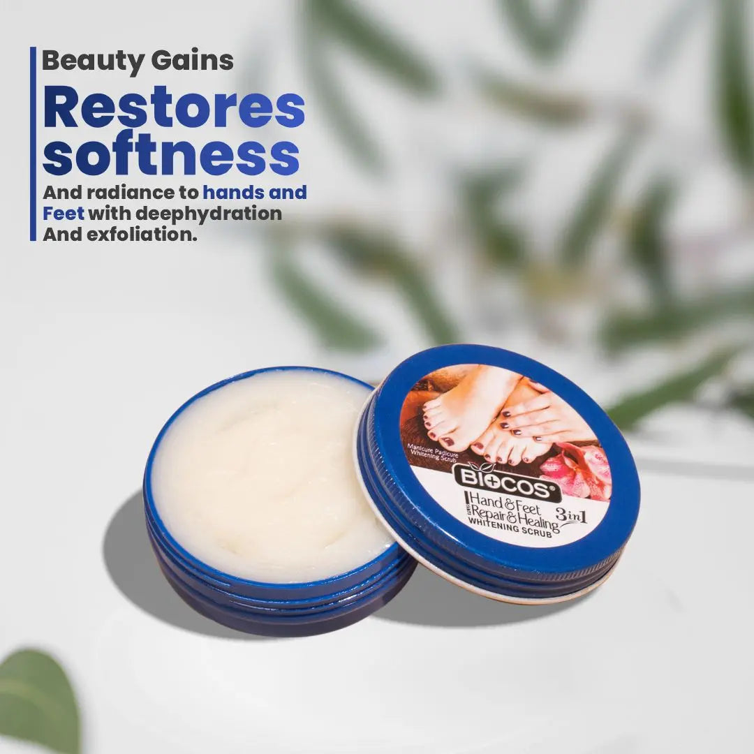 Hand & Feet Scrub with Vitamin E, Olive Oil & Jojoba Oil – Deeply Hydrates, Removes Dry Skin, Treats Cracked Heels, Exfoliates & Moisturizes for Smooth, Healthy Hands & Feet