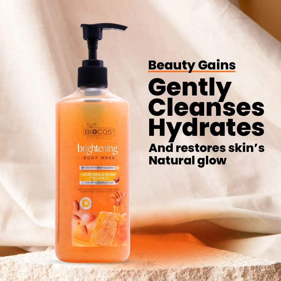 Whitening Body Wash – Softens & Nourishes Skin with Honey, Almond Extracts, & Hyaluronic Acid – Gentle Cleansing for Dry & Damaged Skin – 500ml