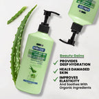 Aloe Vera Body Lotion – Nourishes, Soothes & Restores Dry, Damaged Skin with Aloe Barbadensis Juice, Cucumber Extract for Stretch Marks, Scars & Sunburn Relief 500ml/1000ml
