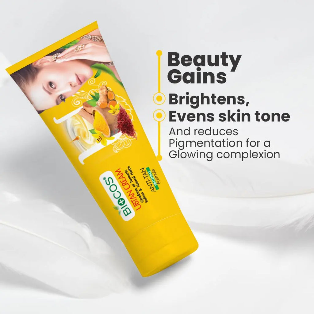Ubtan Cream for Face & Body - Natural Skin Brightening, Tan Removal, & Exfoliating Mask - Neem, Turmeric, Saffron, Olive Oil, Honey, and Rose Water - Clear, Glowing Skin - 50gm
