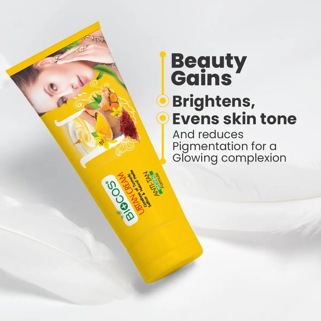 Ubtan Cream for Face & Body - Natural Skin Brightening, Tan Removal, & Exfoliating Mask - Neem, Turmeric, Saffron, Olive Oil, Honey, and Rose Water - Clear, Glowing Skin - 50gm