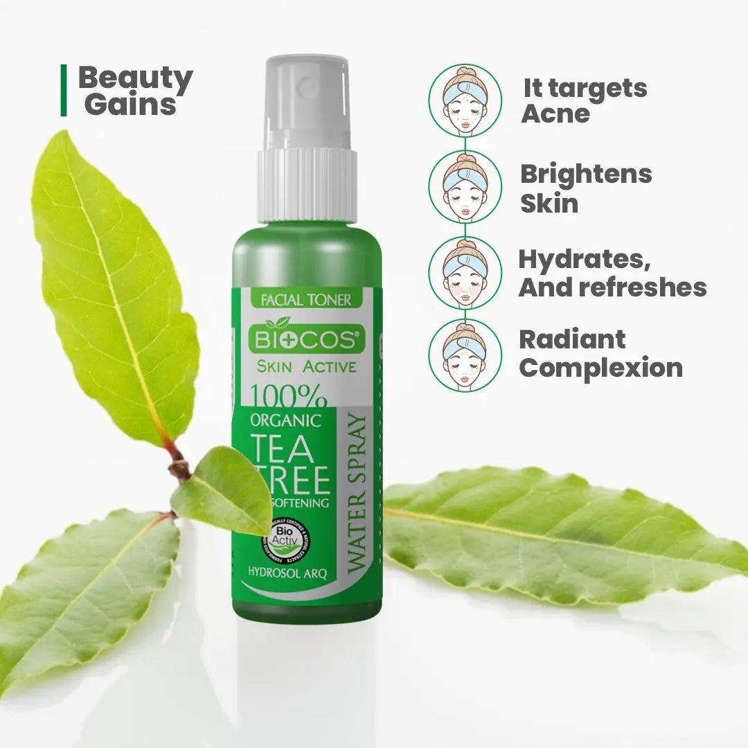 Tea Tree Water Facial Mist - Hydrating & Anti-Inflammatory Spray for Acne & Redness Relief, Blemish Treatment with Grapefruit & Juniperberry  -Pack of 2 ,120ml