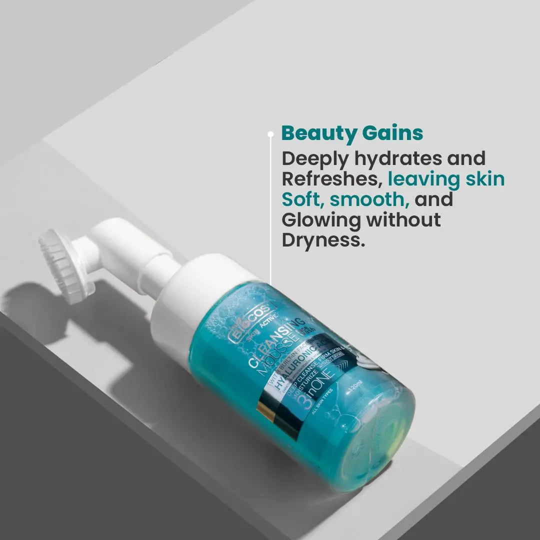Hyaluronic Acid Face Wash Mousse - Hydrating Cleanser with Aloe Vera, Vitamin E & Pro-Vitamin B5, Deep Pore Cleansing, Anti-Breakout, Non-Drying 120ml