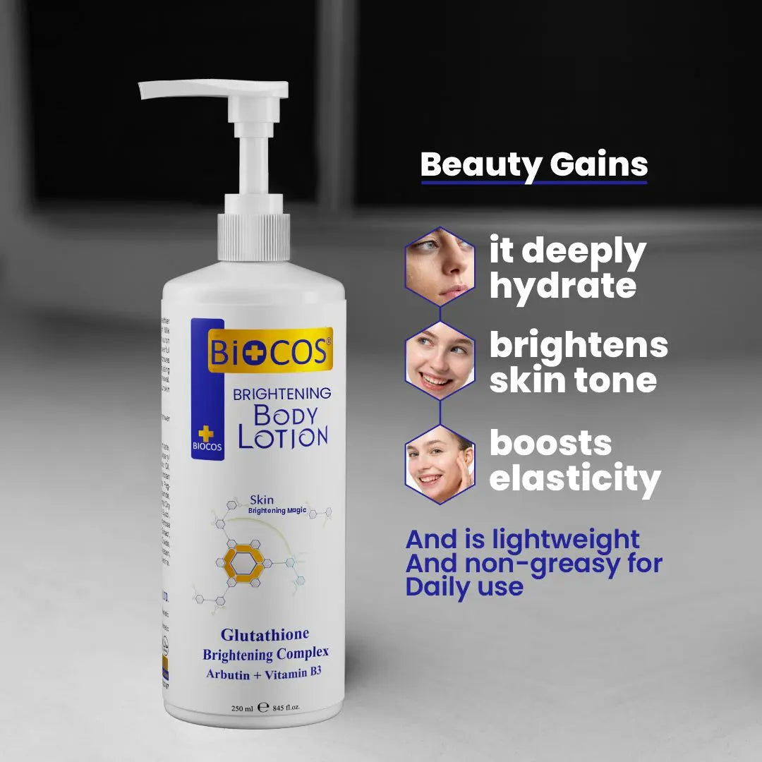 Brightening Body Lotion with Collagen, Niacinamide & Glutathione - Deep Hydration, Radiant Glow, Anti-Aging, Sunscreen Care - 250ml