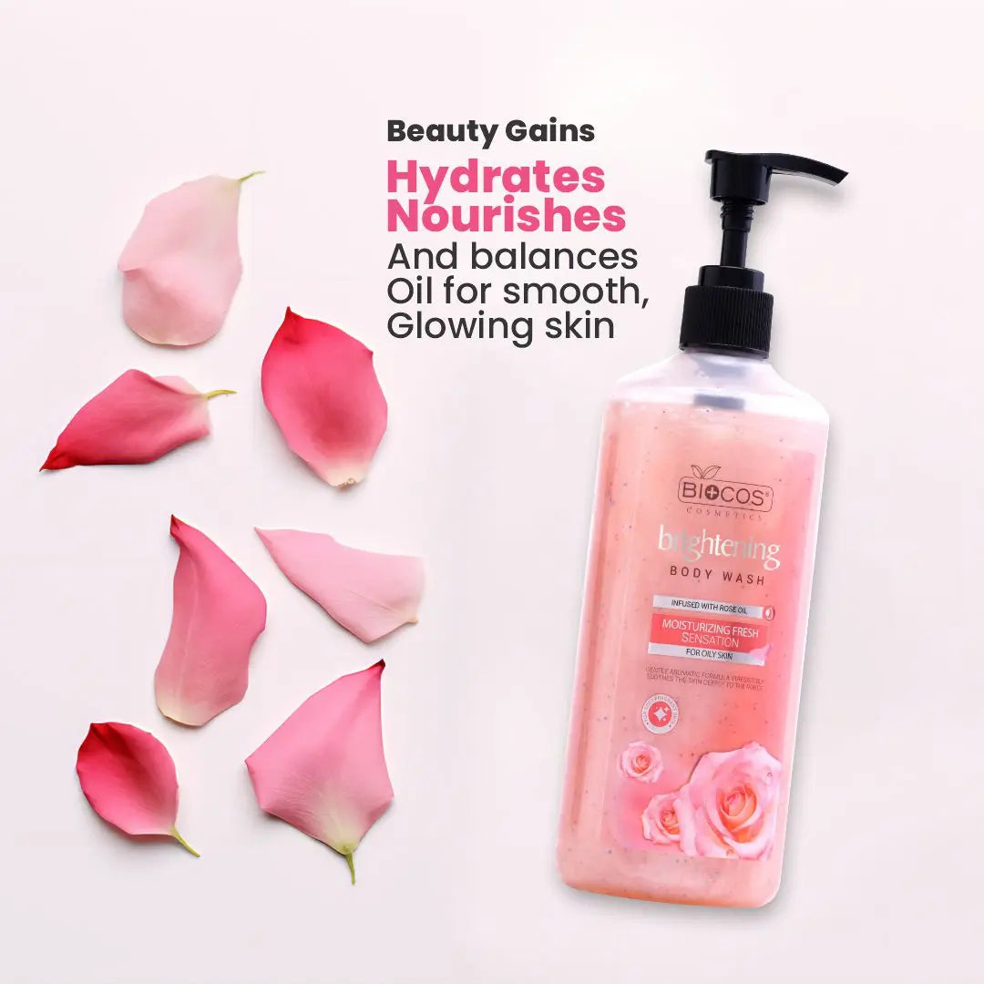 Whitening Body Wash – Nourishes & Refreshes Skin with Rose Extract, Glycerin & Long-Lasting Fragrance – For Glowing Skin & Oily Skin – 500ml