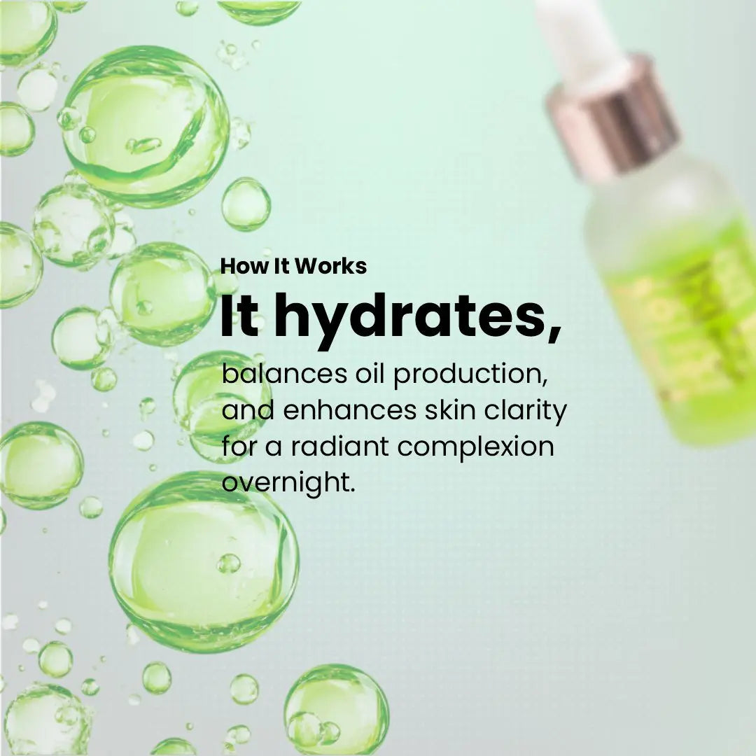Multi Serum Aloe Vera – Hydrating & Brightening Skin Serum with Hyaluronic Acid, Vitamin C, Jojoba Oil, Green Tea – Anti-Acne, Anti-Inflammatory, Radiant Glow - 15ml