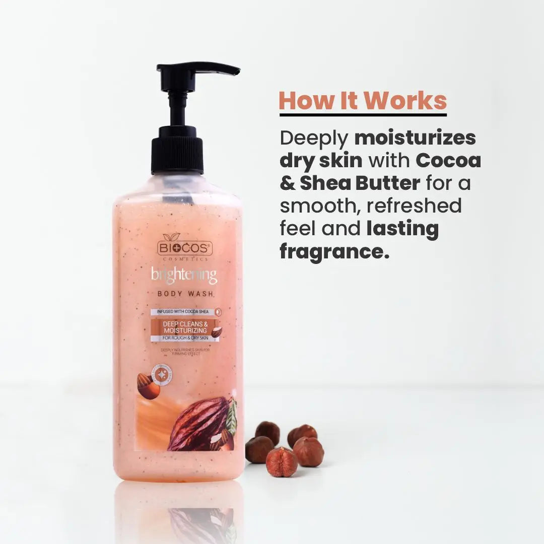 Whitening Body Wash – Deep Moisturization & Soft Skin with Cocoa Butter & Shea Butter – Nourishes Rough & Dry Skin – All-Day Freshness – 500ml