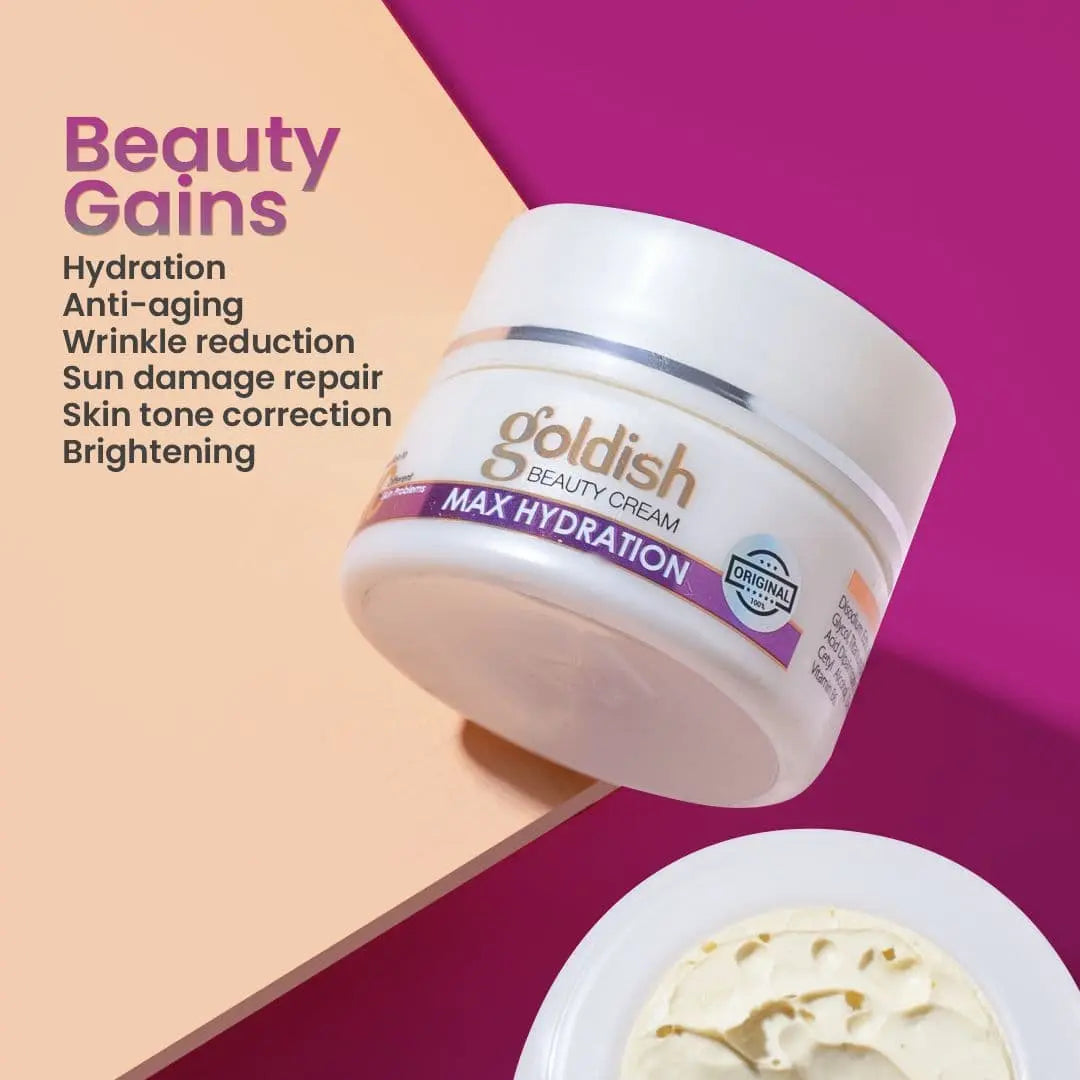 Max Hydration Goldish Beauty Cream - Anti-Aging, Brightening & Hydrating Formula with Vitamin B6, Arbutin, Zinc Oxide for Dark Circles, Sun Damage & Even Skin Tone,  -  26gm