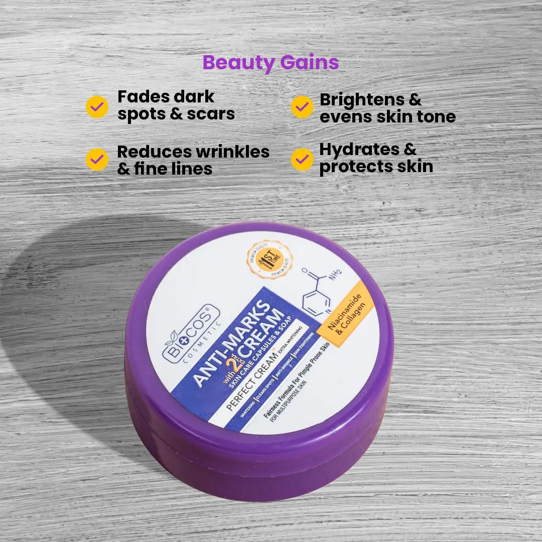 Anti Marks Cream – Dark Spot Remover & Acne Spot Treatment with Azelaic Acid, Niacinamide & Collagen | Brightening & Hydrating for Radiant, Whitening Skin | Anti-Aging & UV Protection - 16gm
