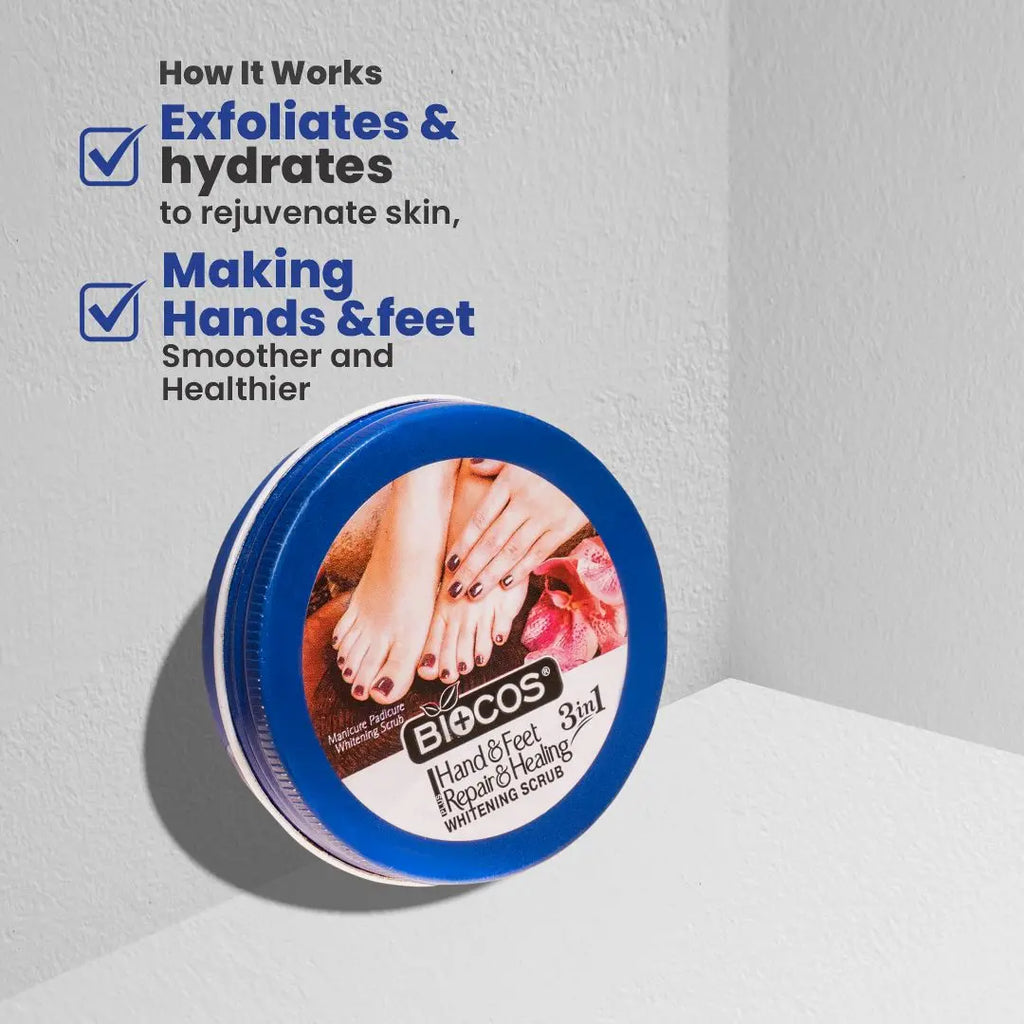 Hand & Feet Scrub with Vitamin E, Olive Oil & Jojoba Oil – Deeply Hydrates, Removes Dry Skin, Treats Cracked Heels, Exfoliates & Moisturizes for Smooth, Healthy Hands & Feet