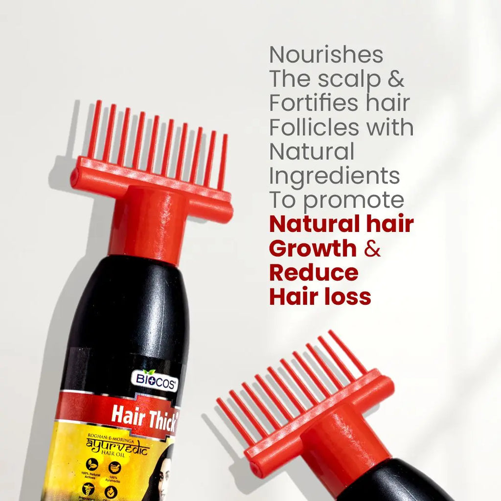 Hair Thick Ayurvedic Hair Oil – Anti-Hair Fall & Growth with Moringa, Amla, Brahmi, Neem, Coconut Oil – Dandruff Control, Strengthens & Nourishes for Thicker, Healthier Hair - 150ml