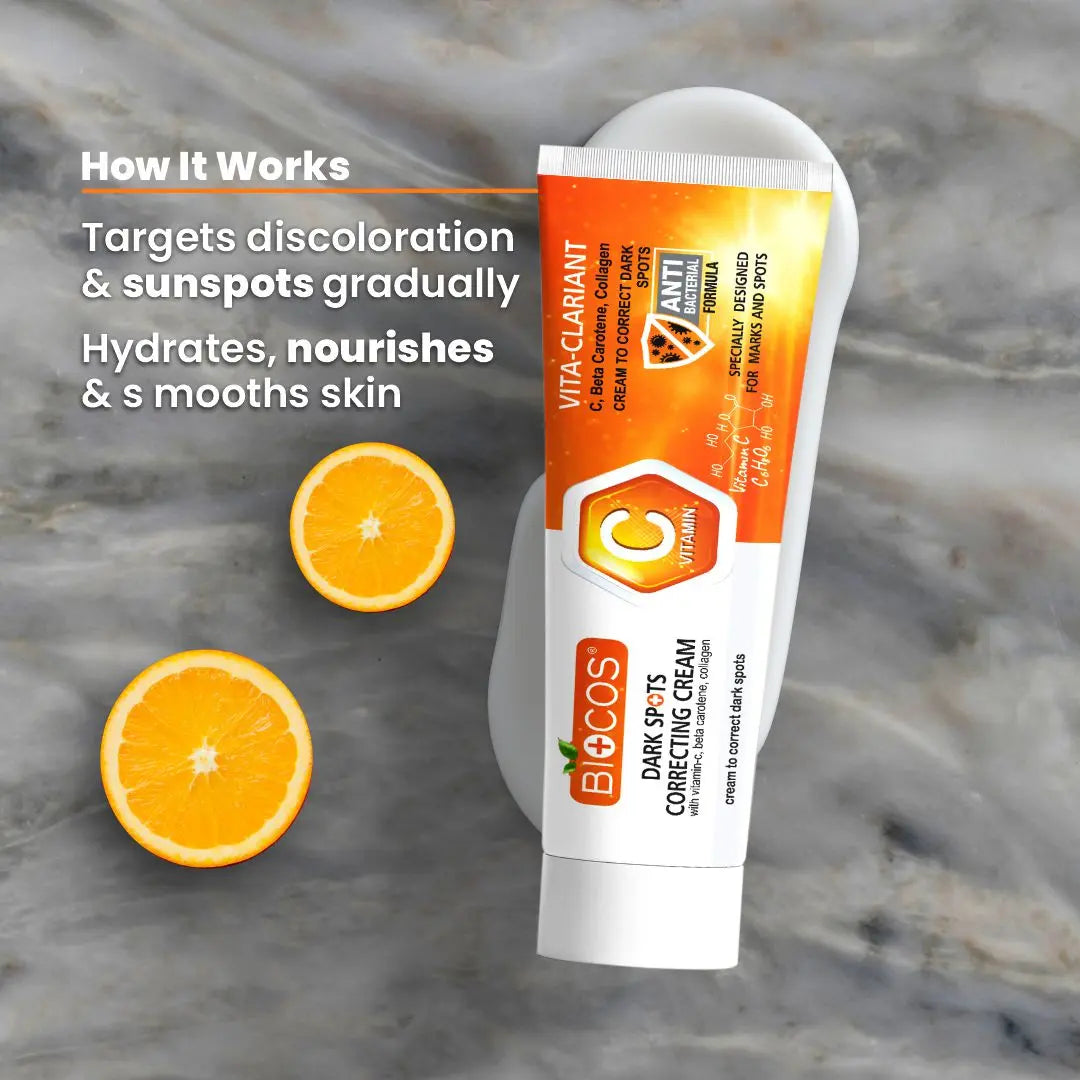 Dark Spot Correcting Cream | Brightening & Hydrating Formula with Sweet Almond Oil, Glycerin & Antioxidants | Fades Dark Spots, Pigmentation & Uneven Skin Tone - 50gm