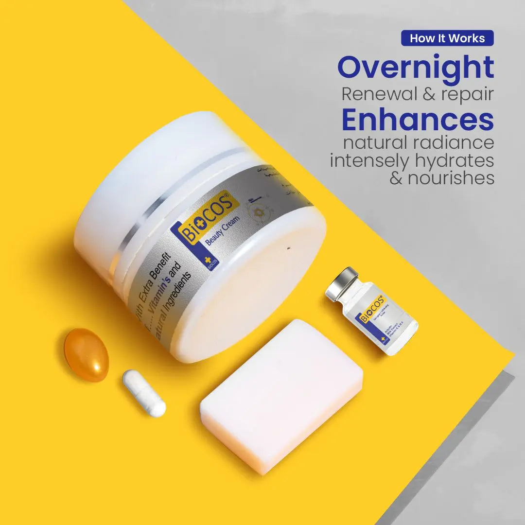 5-in-1 Beauty Cream - Anti-Aging, Brightening, and Deep Hydrating formula Enriched with Arbutin, Vitamin E, B5, Kojic Acid, Glutathione serum, and Beauty Soap -  26gm