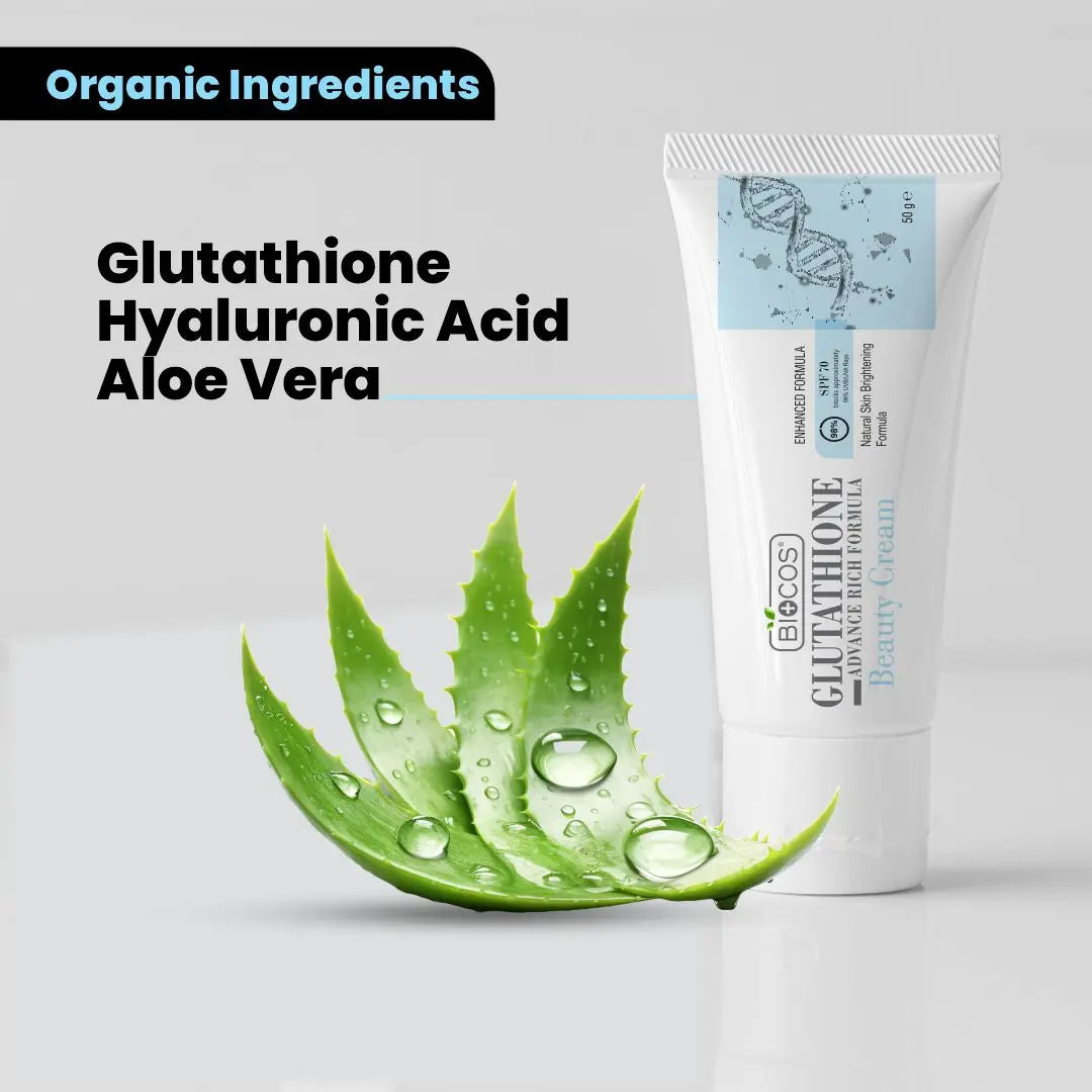 Glutathione Beauty Cream - Brighten & rejuvenate skin with Aloe Vera, Hyaluronic Acid & Shea Butter. Reduces dark spots & hyperpigmentation for a radiant glow - 50gm