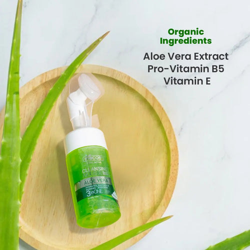 Aloe Vera Face Wash Mousse - Refreshing Cleanser with Vitamin E & Pro-Vitamin B5