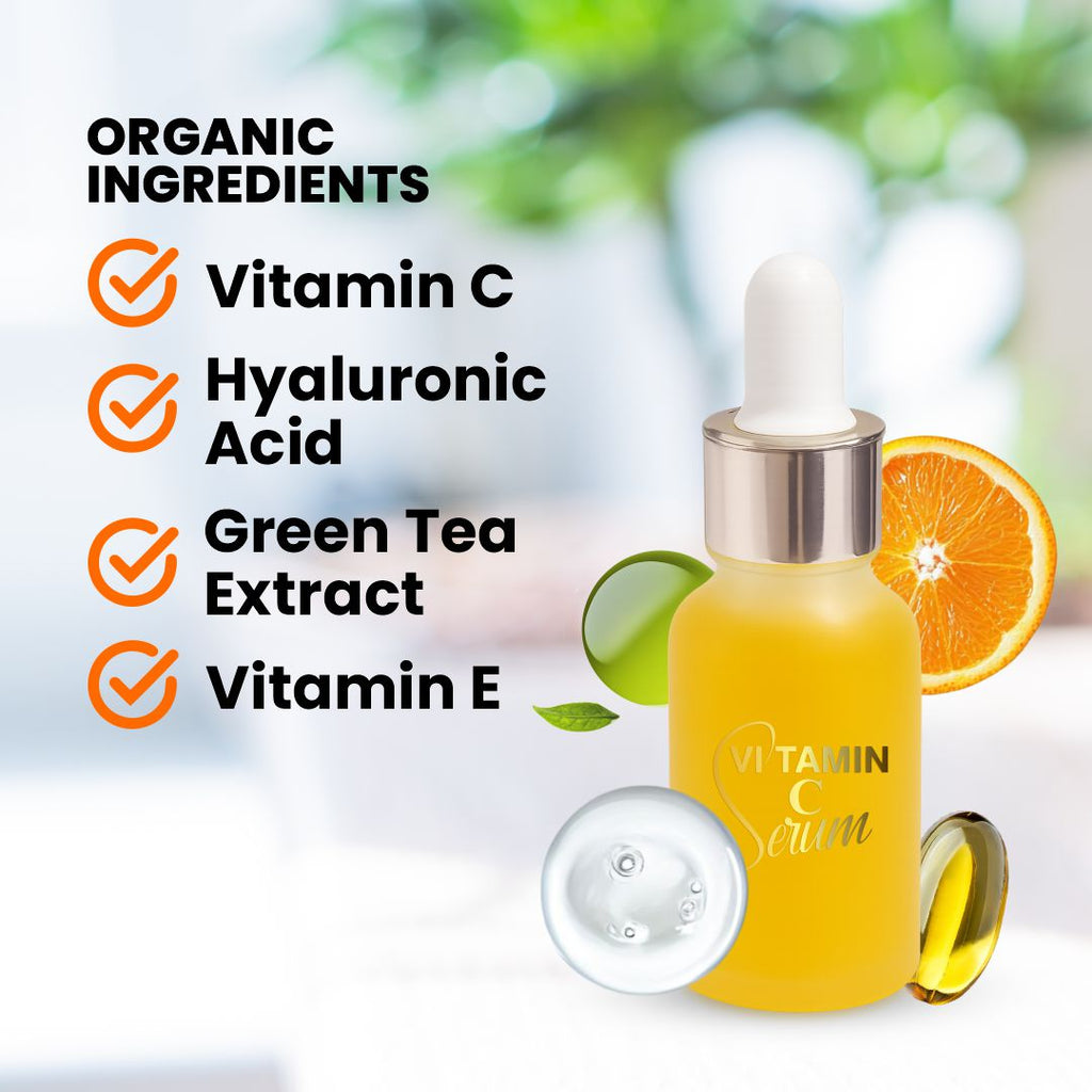 Multi Serum Vitamin C – Advanced Hydrating & Brightening Facial Serum with Hyaluronic Acid, Collagen, Jojoba Oil, Green Tea Extract – Anti-Aging, Anti-Pigmentation, Radiant Complexion - 15ml