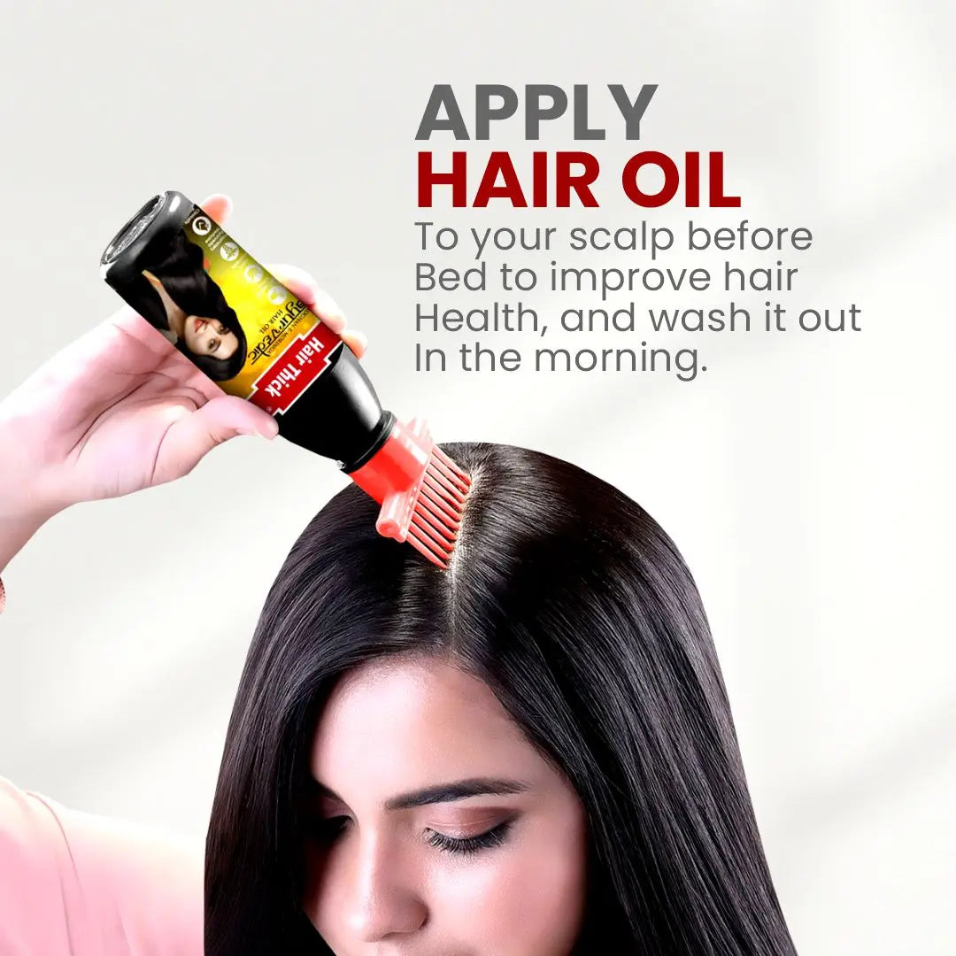 Hair Thick Ayurvedic Hair Oil – Anti-Hair Fall & Growth with Moringa, Amla, Brahmi, Neem, Coconut Oil – Dandruff Control, Strengthens & Nourishes for Thicker, Healthier Hair - 150ml