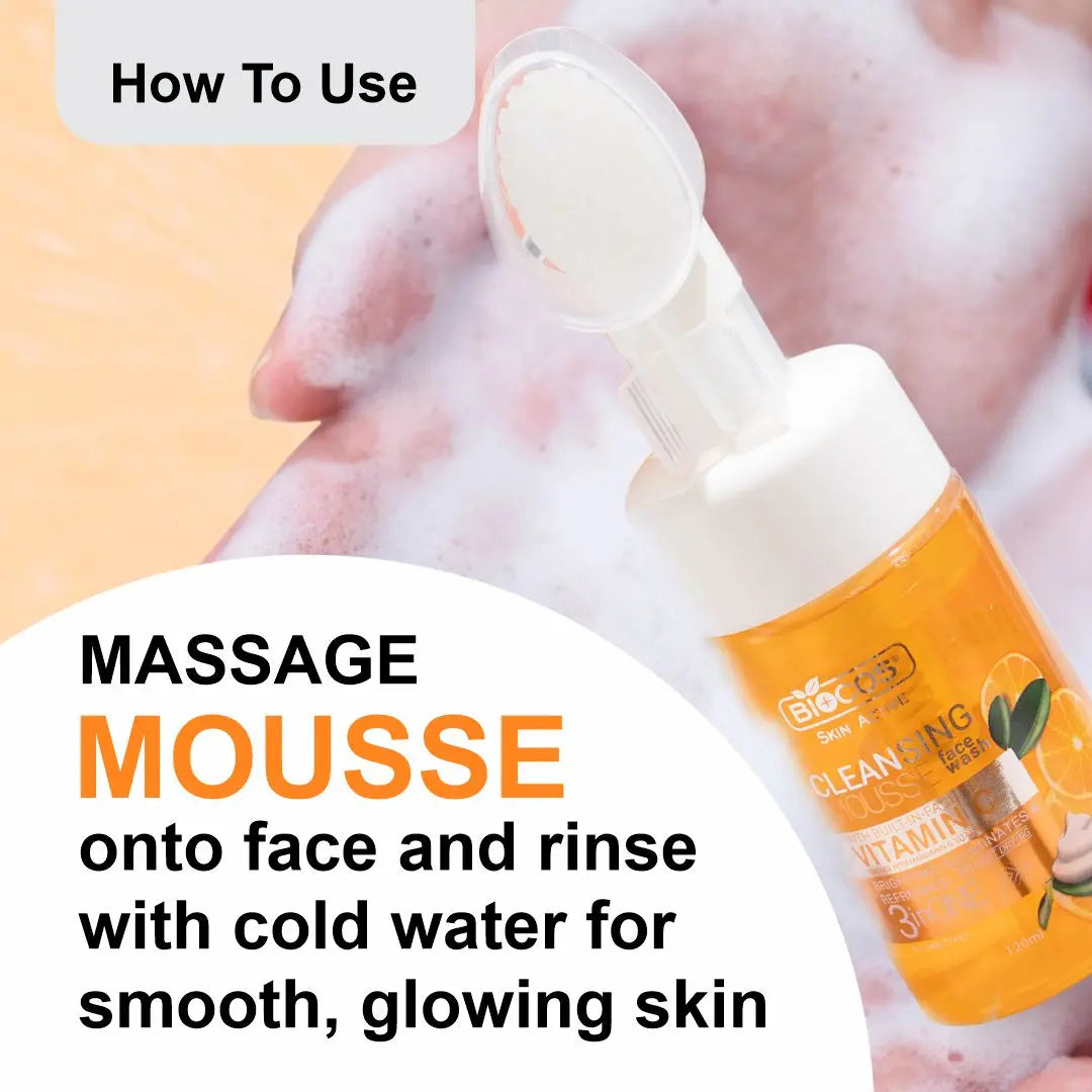 Vitamin C Face Wash Mousse - Brightening & Hydrating Cleanser with Aloe Vera & Vitamin B5 | Gentle Foaming Wash for Radiant Skin, Unclogs Pores  - 5.54 fl oz