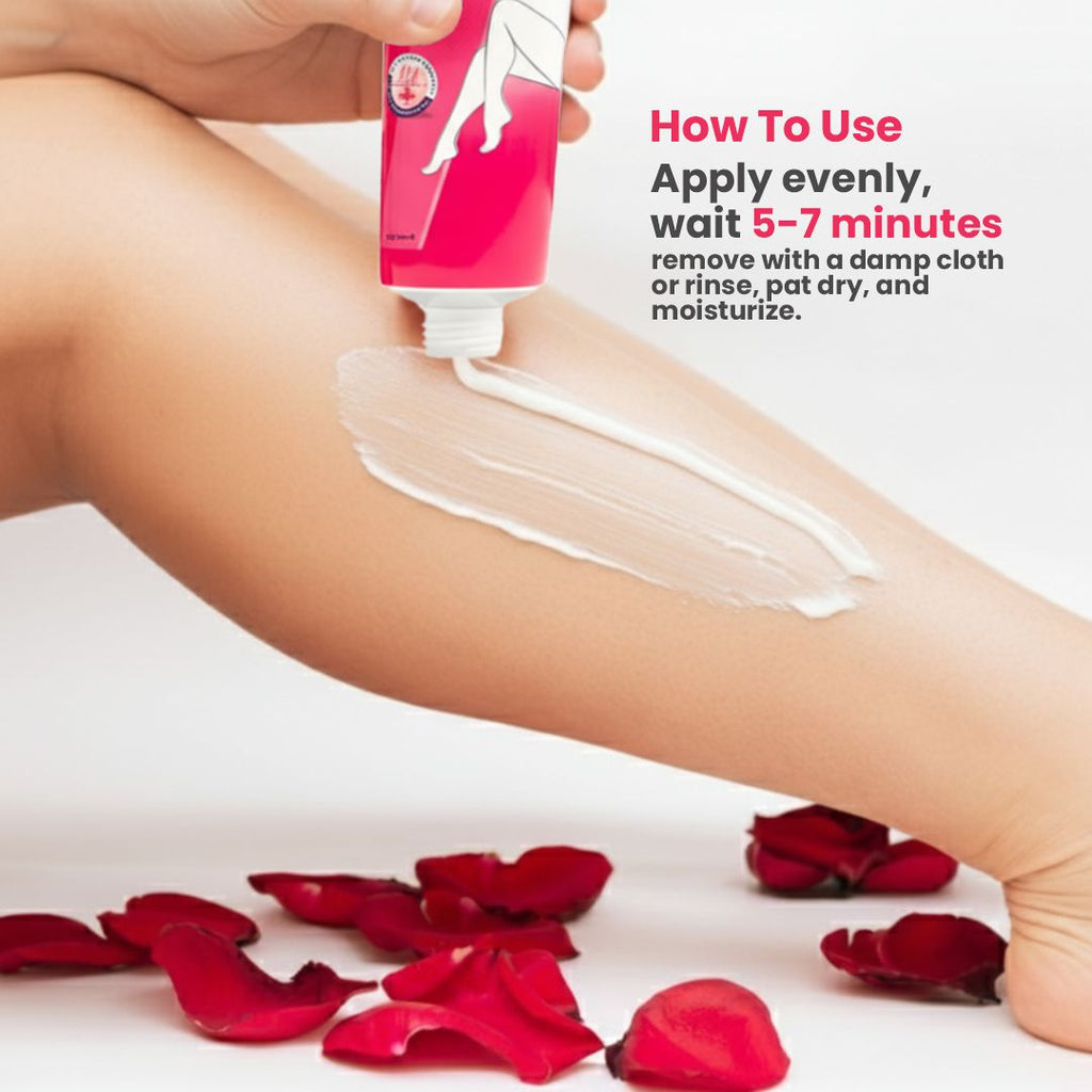 Rose Hair Removal Cream with Vitamin E - Gentle & Soothing, Quick-Acting Formula, Hydrating & Refreshing