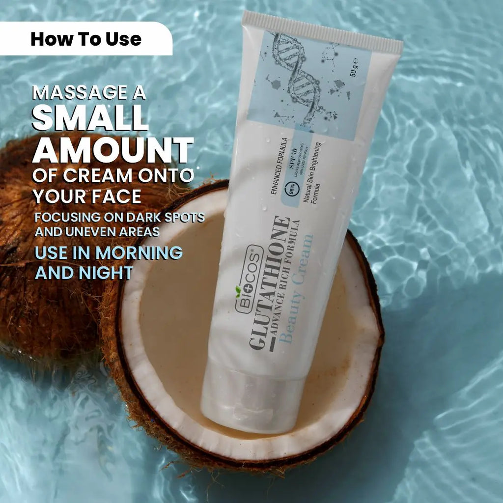 Glutathione Beauty Cream - Brighten & rejuvenate skin with Aloe Vera, Hyaluronic Acid & Shea Butter. Reduces dark spots & hyperpigmentation for a radiant glow - 50gm
