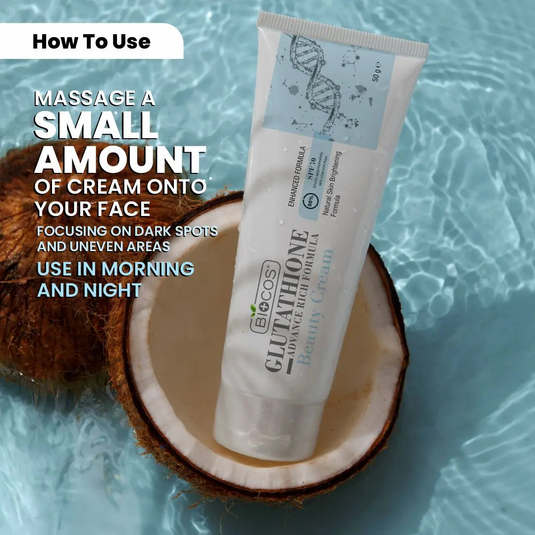 Glutathione Beauty Cream - Brighten & rejuvenate skin with Aloe Vera, Hyaluronic Acid & Shea Butter. Reduces dark spots & hyperpigmentation for a radiant glow - 50gm