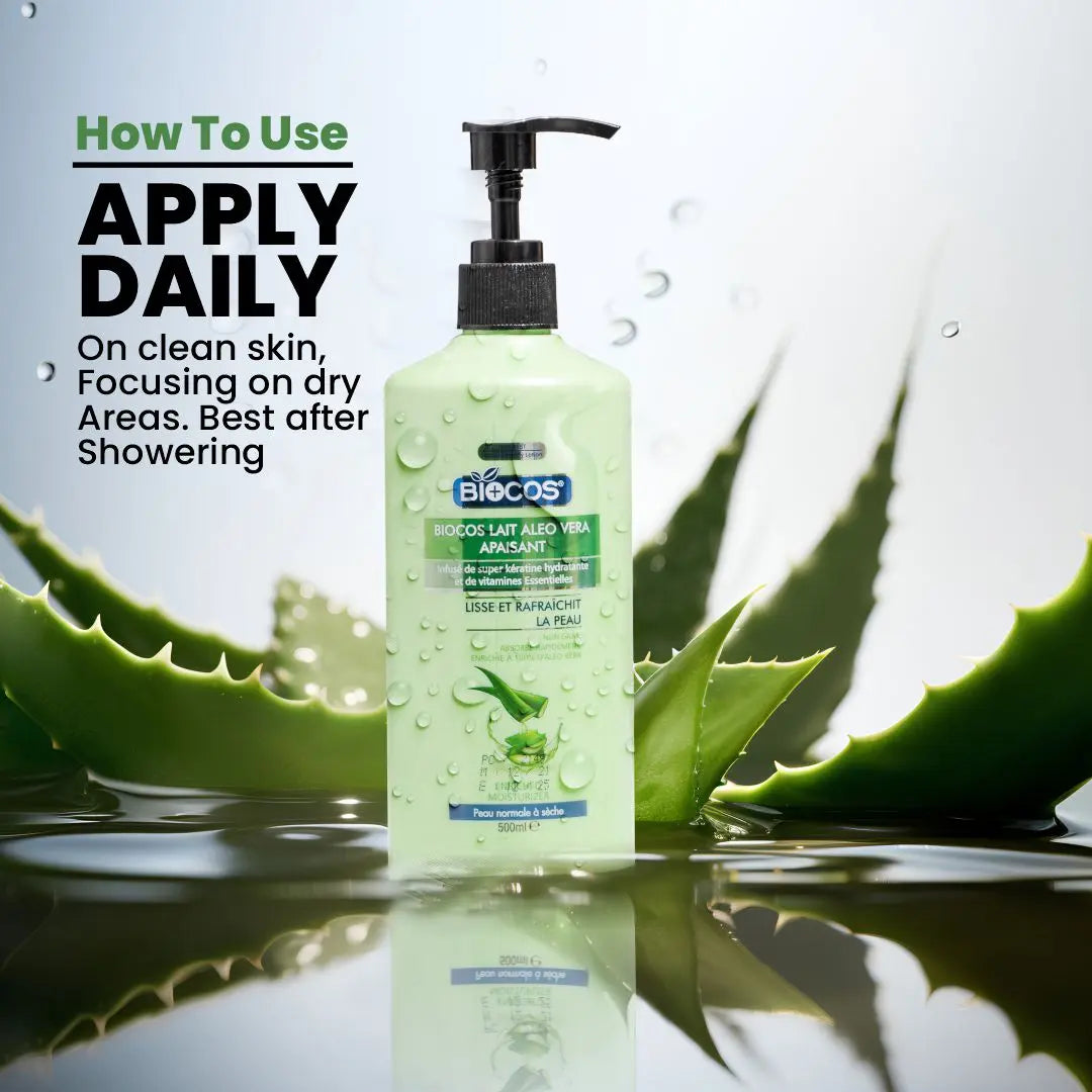 Aloe Vera Body Lotion – Nourishes, Soothes & Restores Dry, Damaged Skin with Aloe Barbadensis Juice, Cucumber Extract for Stretch Marks, Scars & Sunburn Relief 500ml/1000ml