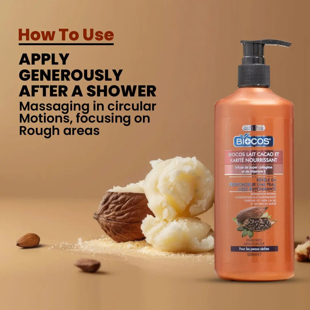 Shea Butter Body Lotion for Dry Skin – Moisturizing Cocoa Butter, Vitamin E, & Natural Hydration – Non-Greasy, Nourishing Lotion for Soft, Smooth Skin 500ml/1000ml
