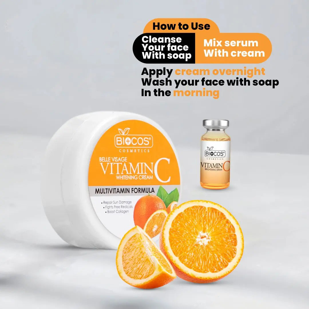 Belle Visage Vitamin C Cream - Brightening, Anti-Aging, & Collagen Boosting Formula with Vitamin C, Niacinamide, & Aloe Vera - Repairs Sun Damage, Fights Free Radicals, & Reduces Dark Spots - 16gm