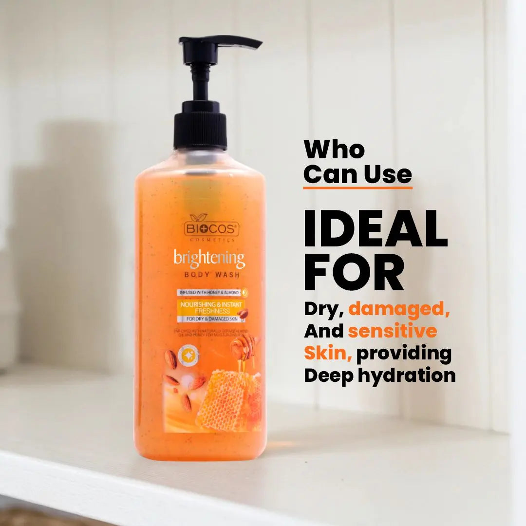 Whitening Body Wash – Softens & Nourishes Skin with Honey, Almond Extracts, & Hyaluronic Acid – Gentle Cleansing for Dry & Damaged Skin – 500ml
