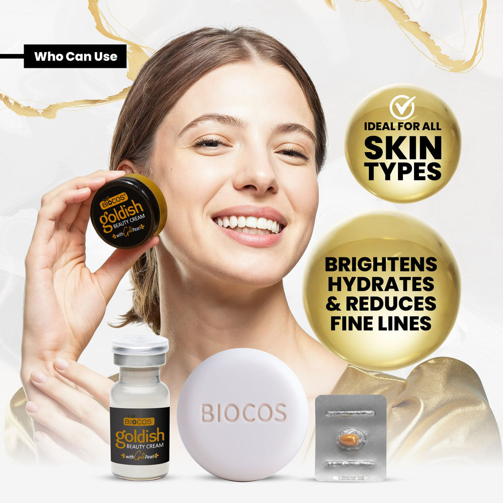 Goldish Beauty Cream – Improves Skin Texture, Reduces Fine Lines & Wrinkles, Boosts Collagen, with Alpha Arbutin, Kojic Acid, Gold Dust & Vitamin B  - 18gm