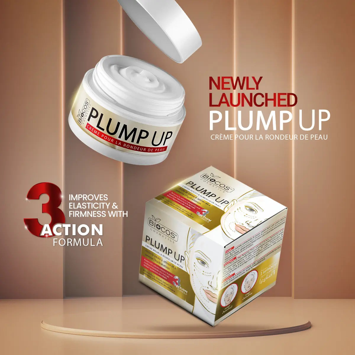 Plump Up Cream – Skin Plumping with Hyaluronic Acid & Shea Butter, Restores Elasticity, Moisturizes, Reduces Fine Lines & Wrinkles for Youthful, Firm Skin – 44g