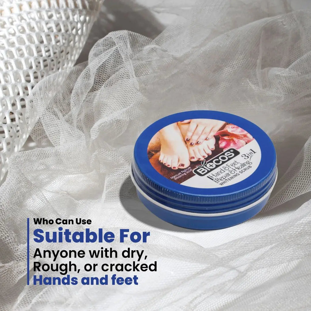 Hand & Feet Scrub with Vitamin E, Olive Oil & Jojoba Oil – Deeply Hydrates, Removes Dry Skin, Treats Cracked Heels, Exfoliates & Moisturizes for Smooth, Healthy Hands & Feet