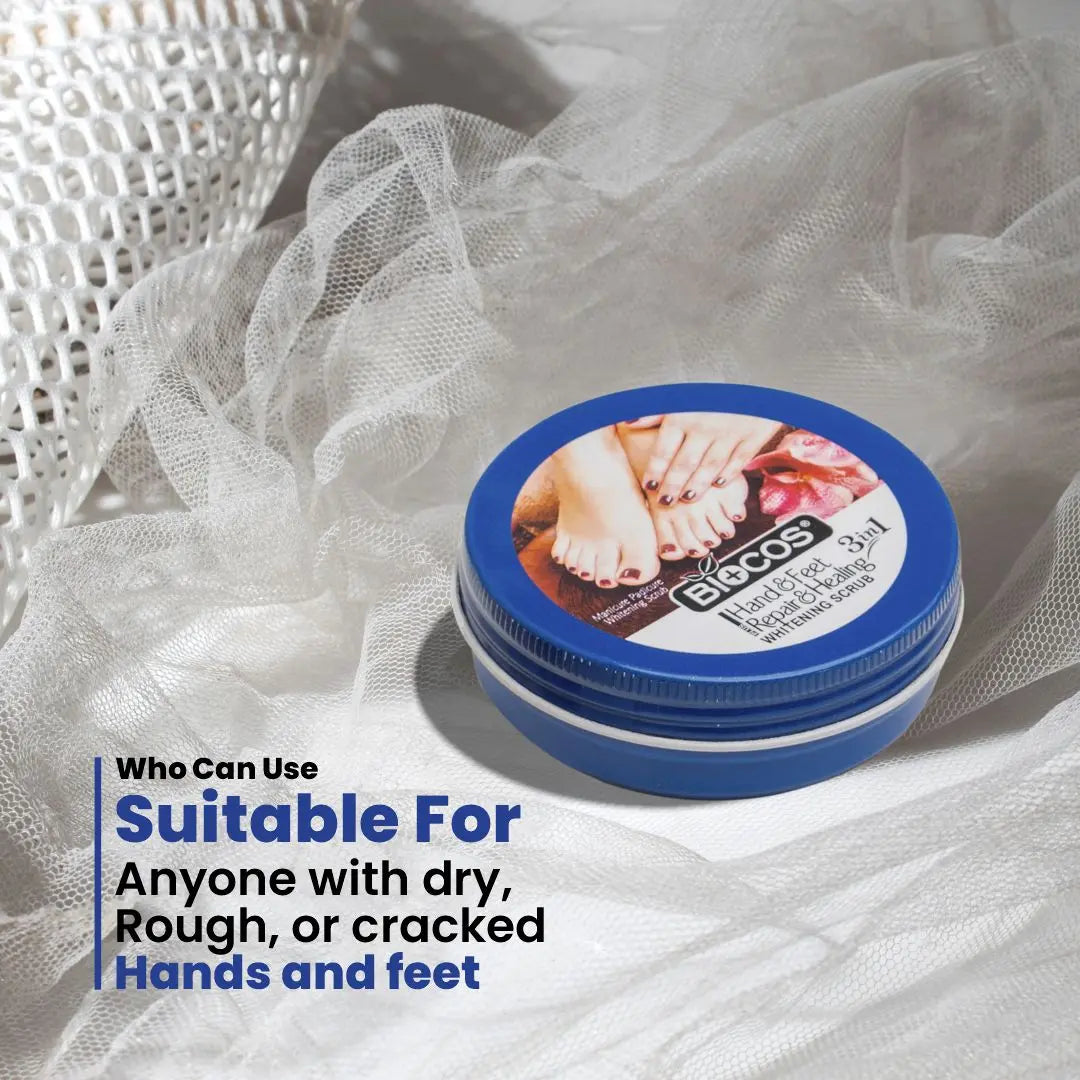 Hand & Feet Scrub with Vitamin E, Olive Oil & Jojoba Oil – Deeply Hydrates, Removes Dry Skin, Treats Cracked Heels, Exfoliates & Moisturizes for Smooth, Healthy Hands & Feet