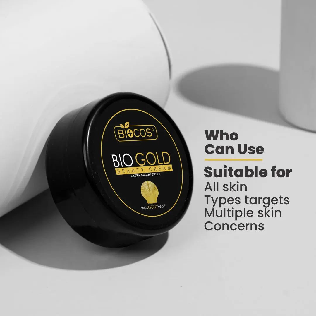 Bio Gold Beauty Cream 4in1 - Brightening & Anti-Aging, with Alpha Arbutin, Gold Dust & Kojic Acid, Reduces Wrinkles & Fine Lines, Enhances Elasticity, Deep Hydration - 16gm