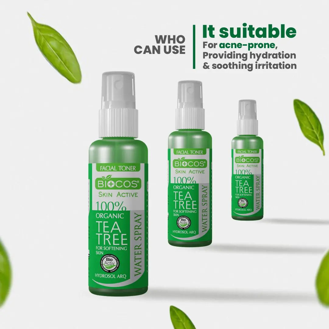 Tea Tree Water Facial Mist - Hydrating & Anti-Inflammatory Spray for Acne & Redness Relief, Blemish Treatment with Grapefruit & Juniperberry  -Pack of 2 ,120ml