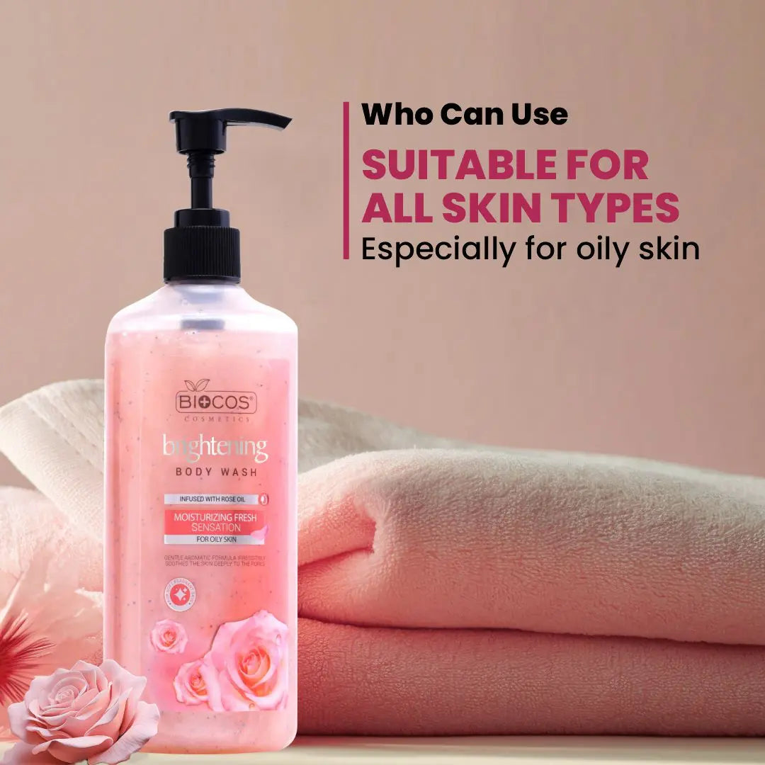 Whitening Body Wash – Nourishes & Refreshes Skin with Rose Extract, Glycerin & Long-Lasting Fragrance – For Glowing Skin & Oily Skin – 500ml