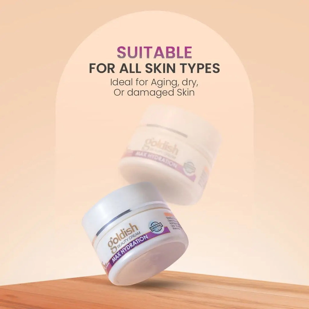 Max Hydration Goldish Beauty Cream - Anti-Aging, Brightening & Hydrating Formula with Vitamin B6, Arbutin, Zinc Oxide for Dark Circles, Sun Damage & Even Skin Tone,  -  26gm